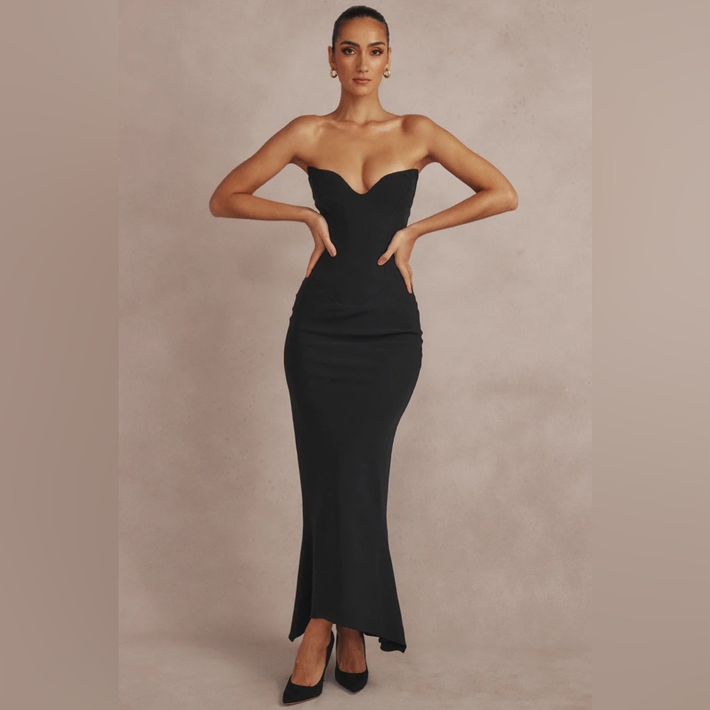 Sabine Black Strapless Corset Dress